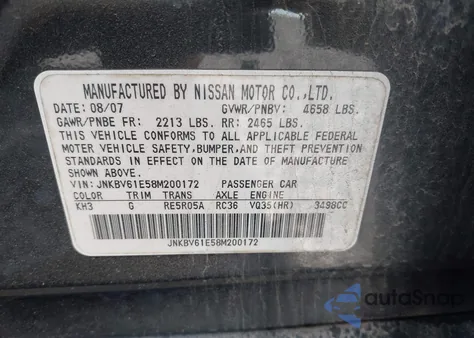 2008 Infiniti G35 Journey z USA, uszkodzony, nr VIN JNKBV61E58M200172